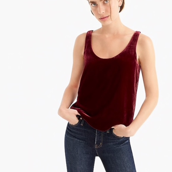 J. Crew Tops - New JCREW Size 00 Burgundy Velvet Tank Top
